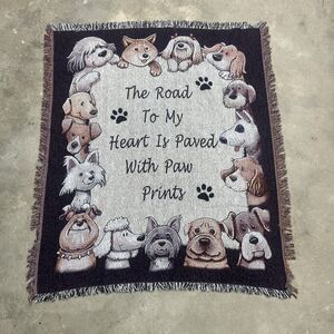 Vintage Dog Themed Woven Tapestry Throw Blanket